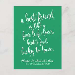 Carte Postale Script Irish Friendship Proverb St. Patrick's Day