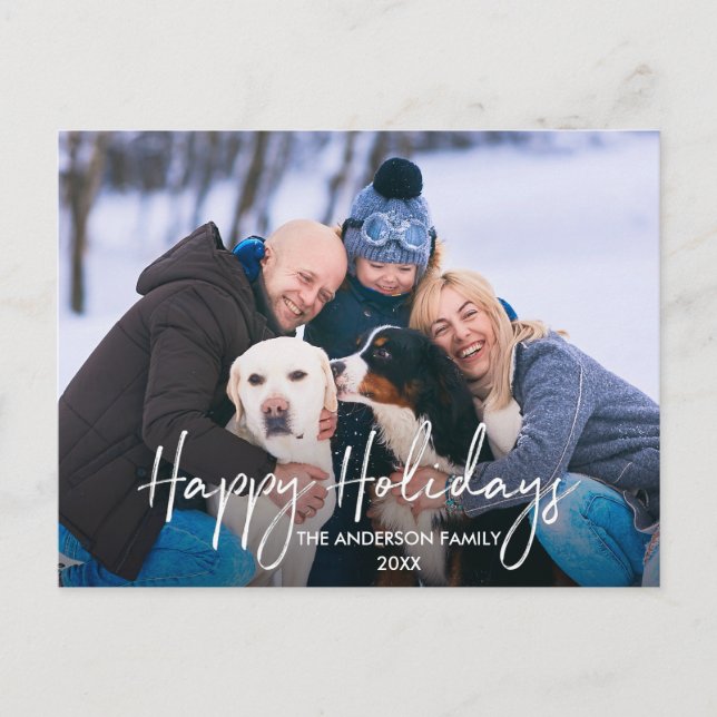 Carte Postale Script manuscrit Happy Holidays Photo (Devant)