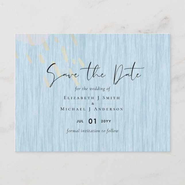 Carte Postale Script Mariage d'or bleu Dusty Budget (Devant)
