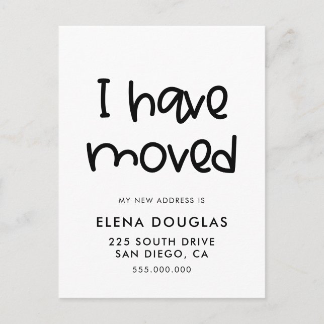 Carte Postale Script mignon que j'ai déplacé faire-part (Devant)