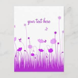 Carte Postale Script minimal de purple et de pavot blanc