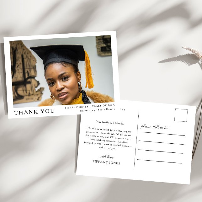 Carte Postale Script moderne 3 Photos Graduation Merci (Créateur téléchargé)