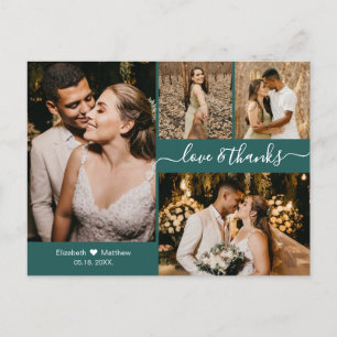 Carte Postale Script moderne 4 Photo Collage Mariage Merci