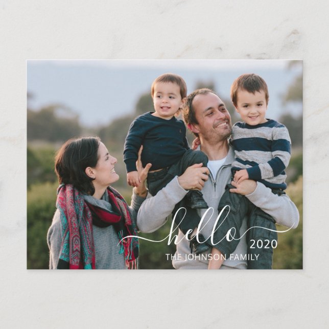 Carte Postale Script moderne Bonjour Bonne année photo (Devant)