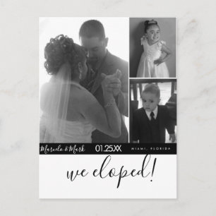Carte Postale Script moderne Eloped noir blanc photo Collage 