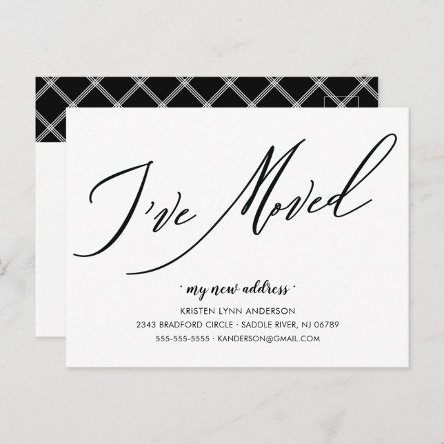 Carte Postale Script moderne J'ai déplacé Moving Faire-part Post (Devant / Derrière)