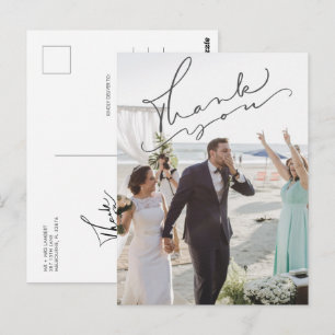 Carte Postale Script moderne Mariage Jour Merci photo 
