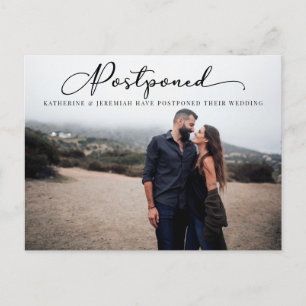 Carte Postale Script moderne Mariage reporté Changer la date