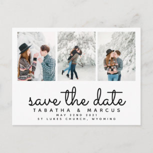 Carte Postale script moderne photo chic enregistrer la date