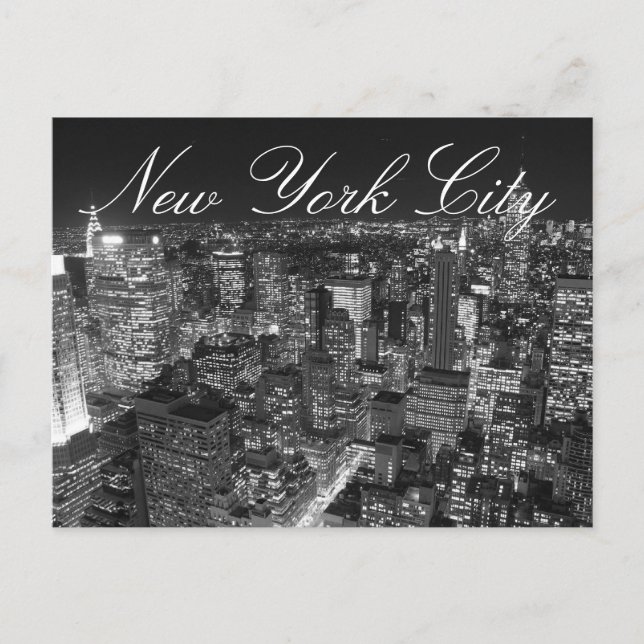 Carte postale Script New York noir et blanc (Devant)