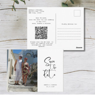 Carte Postale Script Photo Minimaliste Save the date