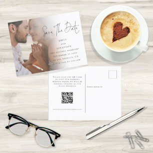 Carte Postale Script photo moderne QR Code Mariage Enregistrer L