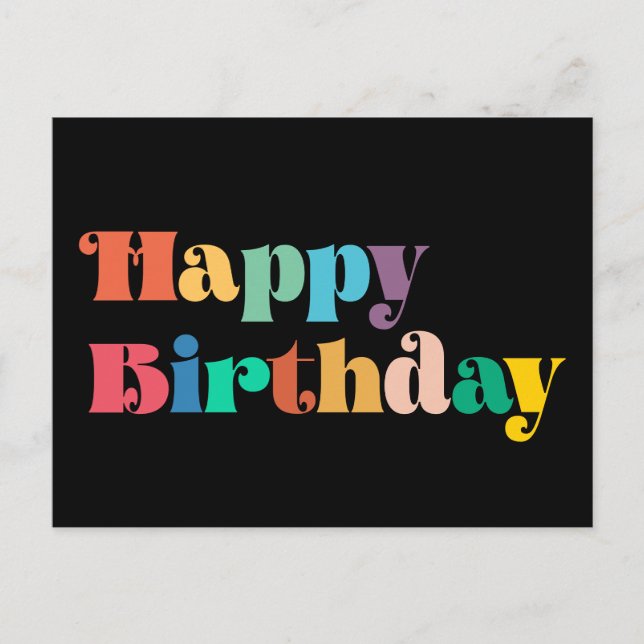 Carte Postale Script rétro vintage Colorful Joyeux anniversaire (Devant)