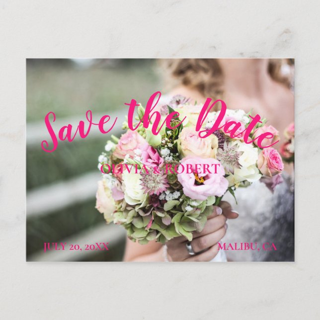 Carte Postale Script simple - floral Enregistrer la date (Devant)