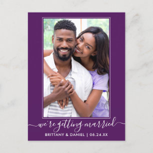 Carte Postale Script tendance Se Marier Purple Enregistrer La Da