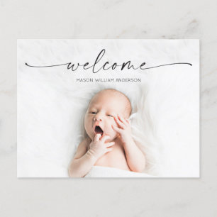 Carte Postale Script Welcome Baby Faire-part de naissance Photo