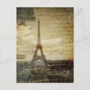 Carte Postale scripts français Modern Vintage Paris Tour Eiffel