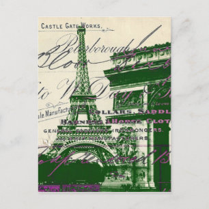 Carte Postale scripts français Paris eiffel tour arc de triomphe