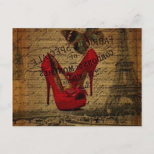 Carte Postale scripts paris eiffel tour stilettos fashionista (Devant)