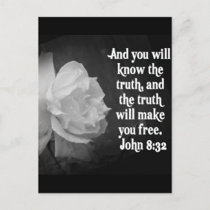 Carte Postale SCRIPTURE John 8:32 Fleurs noires / blanches