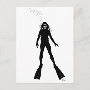 Carte Postale Scuba Diver Silhouette (Femme)