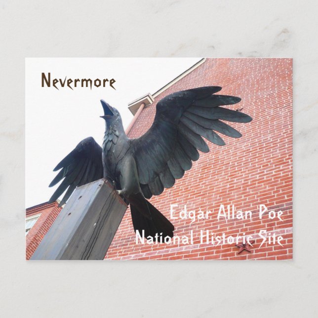 Carte Postale Sculpture de Corbeau, Edgar Allan Poe Accueil (Devant)
