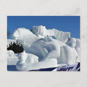 Carte Postale Sculpture de neige à l'ours polaire, Québec, Canad