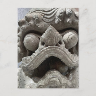 Carte Postale Sculpture de roche en granit Foo Dog Dragon chinoi