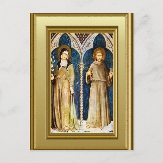 Carte Postale Sculptures de St Clare et St Francis Assisi (Devant)