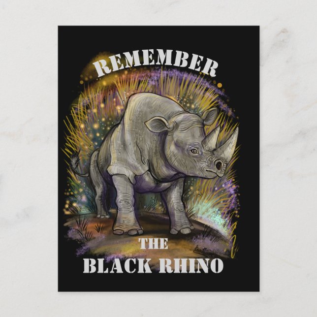 Carte Postale Se souvenir du Rhino noir (Devant)
