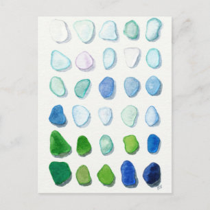 Carte Postale Sea glass, glass art painting post card