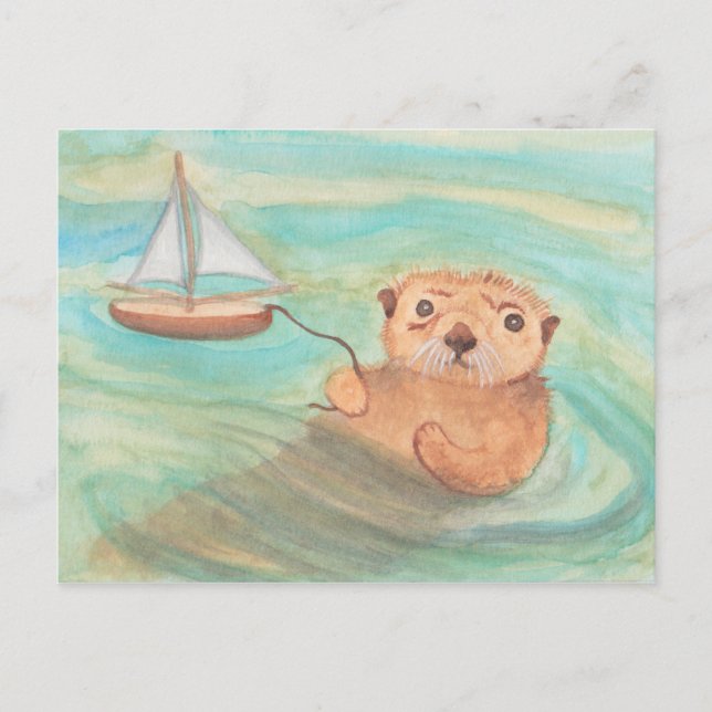 Carte Postale Sea Otter & Sailboat (Devant)