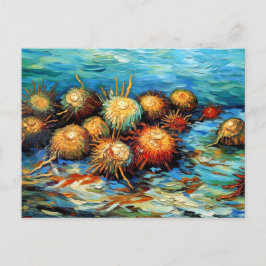 Carte Postale Sea Urchins in Expressive Ocean Oil Painting