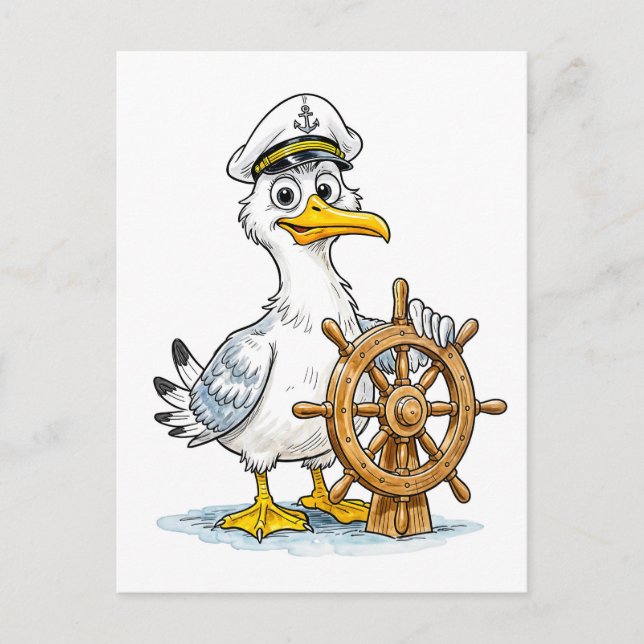 Carte Postale Seagull Comic Ship Captain (Devant)