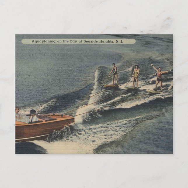 Carte Postale Seaside Heights NJ, Aquaplaning Water Skiing 1940 (Devant)