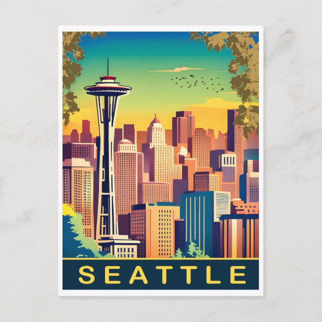 Carte Postale Seattle, City Skyline, Washington State, Travel (Devant)