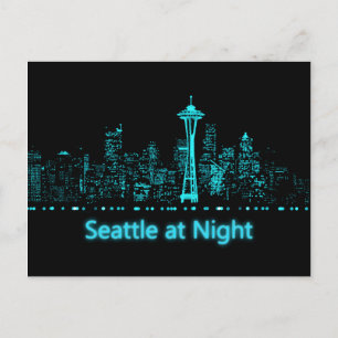 Carte Postale Seattle la nuit