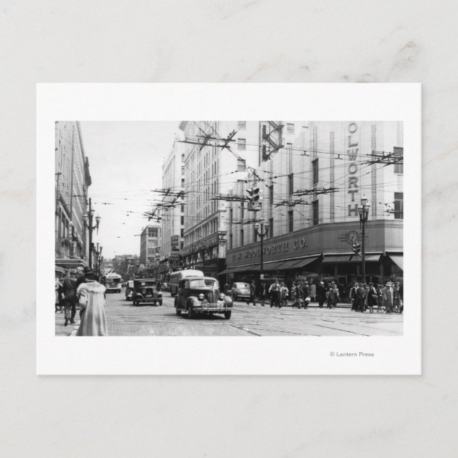 Carte Postale Seattle, photographie du centre de scène de rue de (Devant)
