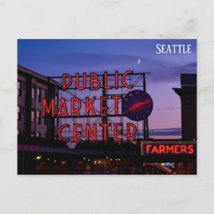 Carte Postale Seattle Pike Place Market Coucher du soleil Voyage