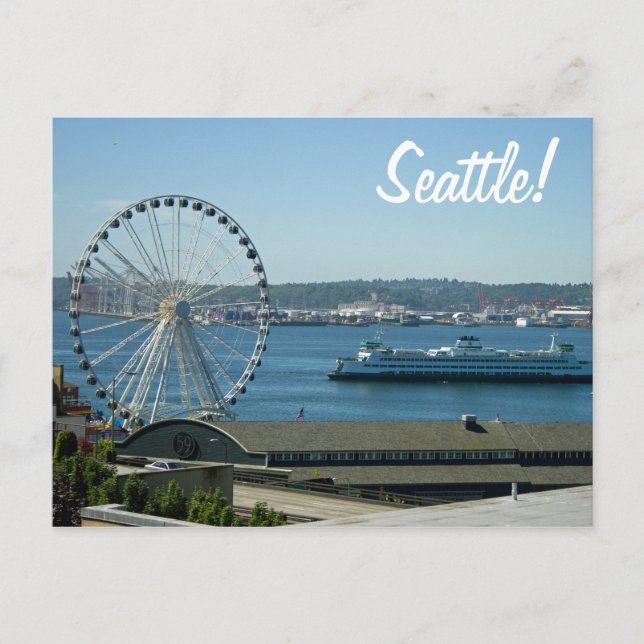 Carte Postale Seattle Roue et Ferry (Devant)