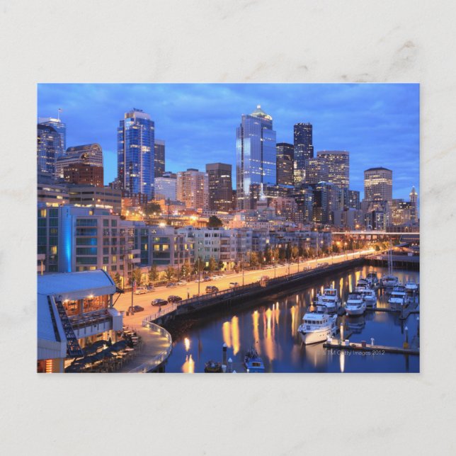 Carte Postale Seattle Skyline et port, État de Washington (Devant)
