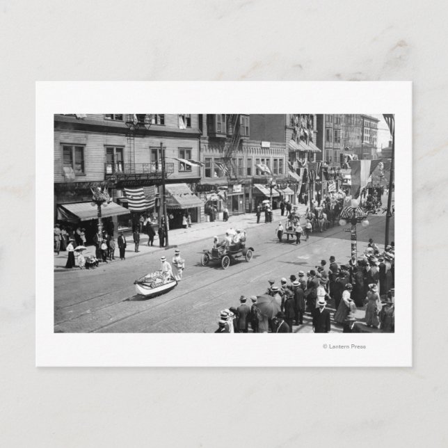 Carte Postale Seattle, WA Parade du 4 juillet sur Seneca (Devant)