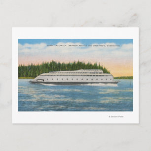Carte Postale Seattle, WA - View of Kalakala Ferry on Puget
