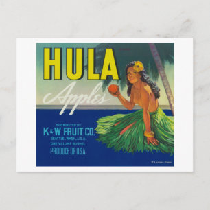 Carte Postale Seattle, Washington Hula Apple Étiquette