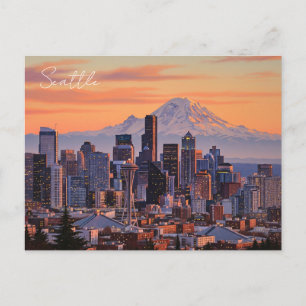 Carte Postale Seattle Washington Mt Rainier Sunset