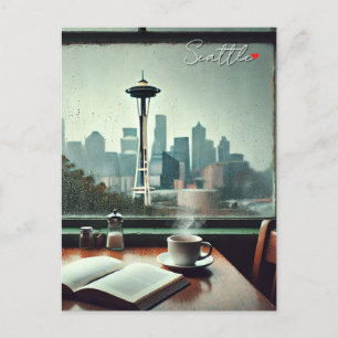 Carte Postale Seattle Washington Rain Love Coffee