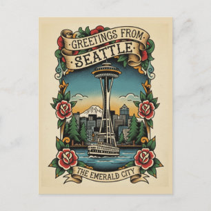 Carte Postale Seattle Washington Rétro Vintage
