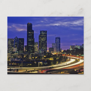 Carte Postale Seattle, Washington skyline la nuit