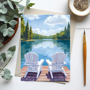 Carte Postale Sebago Lake Maine   Peinture sur chaise Adirondack