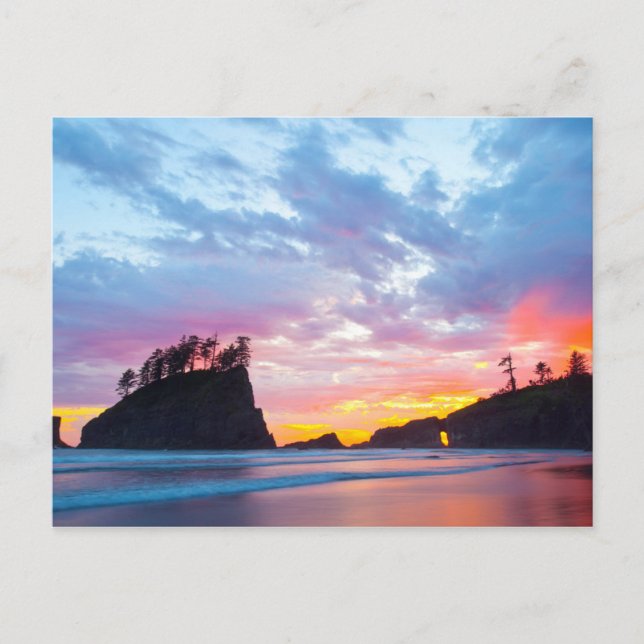 Carte Postale Second Beach au coucher du soleil, Washington (Devant)